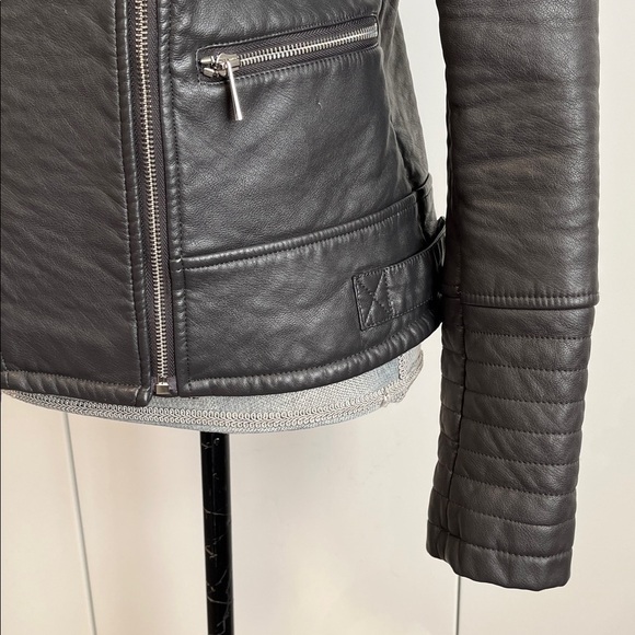 Calvin Klein Charcoal Grey Faux Leather Biker Jacket, Size M - Picture 5 of 16